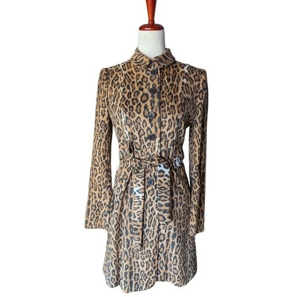 Moschino Cheap and Chic Jackets & Blazers - Moschino Cheap and Chic Leopard Print Trench Coat Brown Animal Pattern Size 6